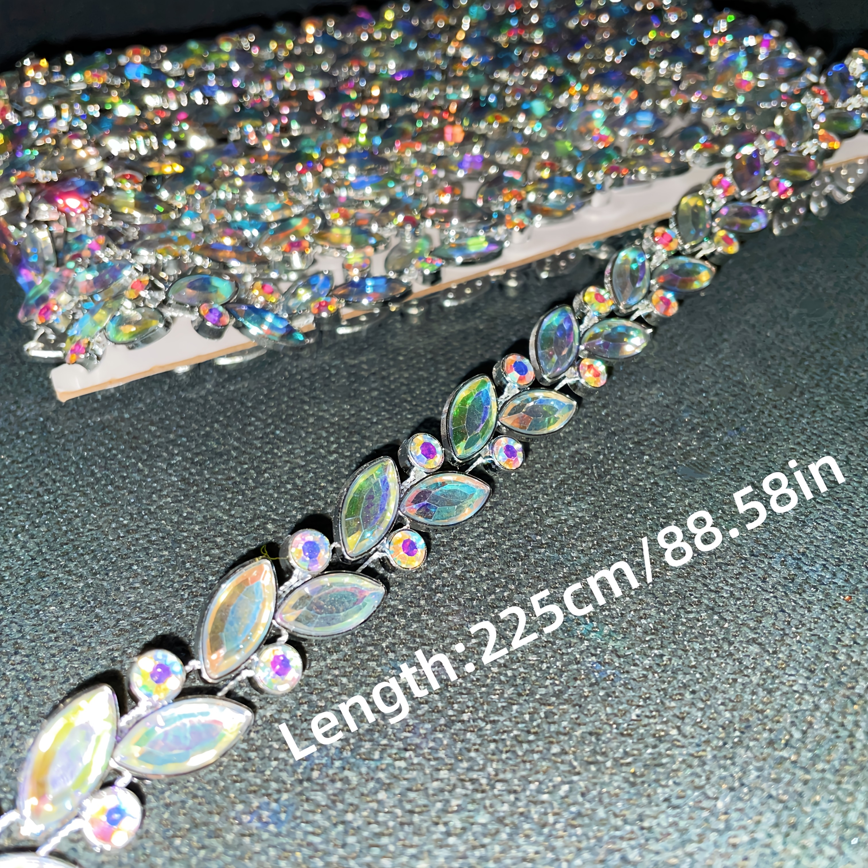 AB Luxurious Iridescent Crystal Rhinestone Chain, 100cm/149cm/225cm